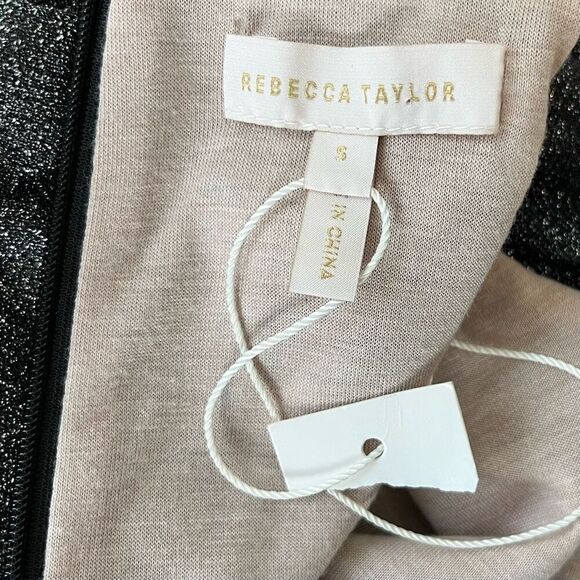 Rebecca Taylor Silver Mock Neck Mini Dress Ruched NWT Small - Picture 4 of 7